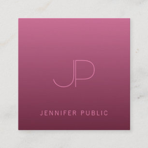 Modern Monogram Elegant Bordeaux Colour Template Square Business Card