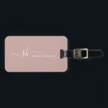 Modern Monogram Elegant Calligraphy Personalized Luggage Tag<br><div class="desc">Modern personal monogram business card holder with trendy script calligraphy and minimalist typography design. This is the ivory / blush version.</div>