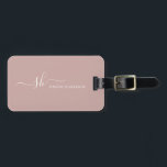 Modern Monogram Elegant Calligraphy Personalized Luggage Tag<br><div class="desc">Modern personal monogram business card holder with trendy script calligraphy and minimalist typography design. This is the ivory / blush version.</div>