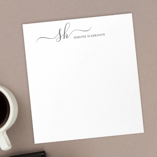 Modern Monogram Elegant Calligraphy Personalized Notepad (Creator Uploaded)