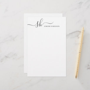 Modern Monogram Elegant Calligraphy Personalized Stationery