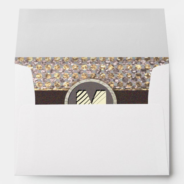 Modern Monogram Elegant Glitter Pattern Envelopes (Back (Bottom))
