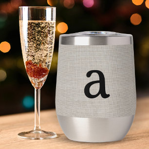 Modern Monogram Elegant Linen Look Initial Name