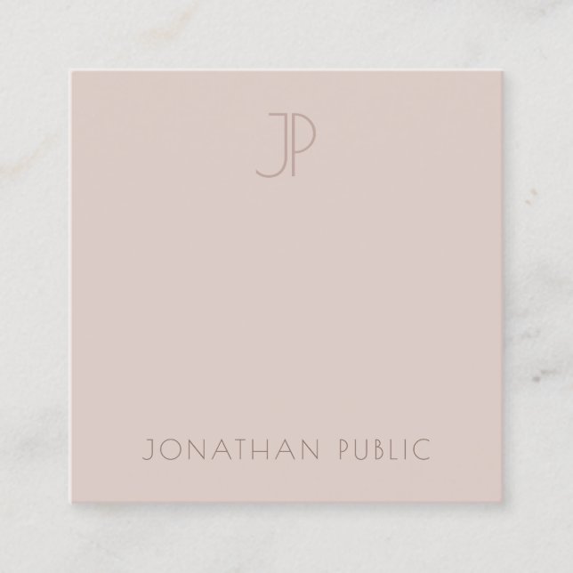 Modern Monogram Elegant Minimalist Template Simple Square Business Card (Front)