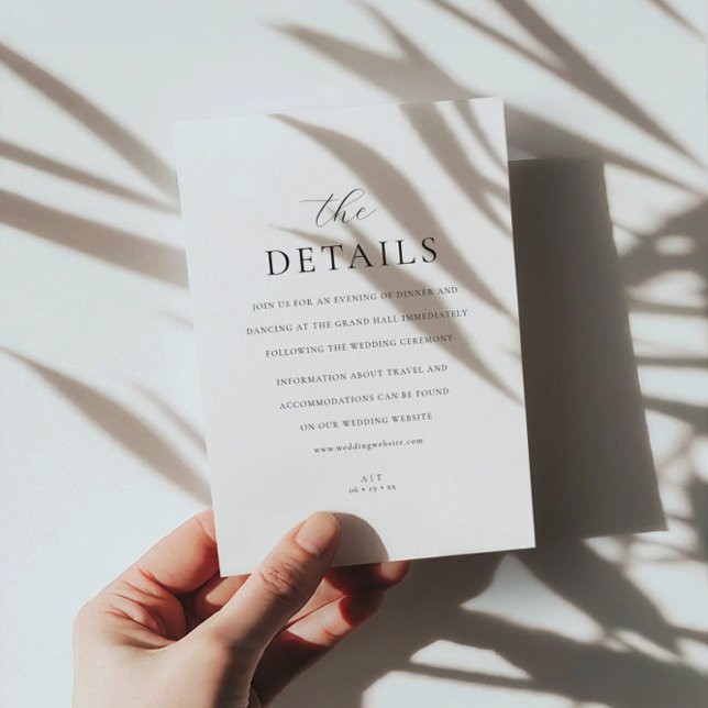 Modern Monogram Elegant Script Details Wedding Enclosure Card (Creator Uploaded)