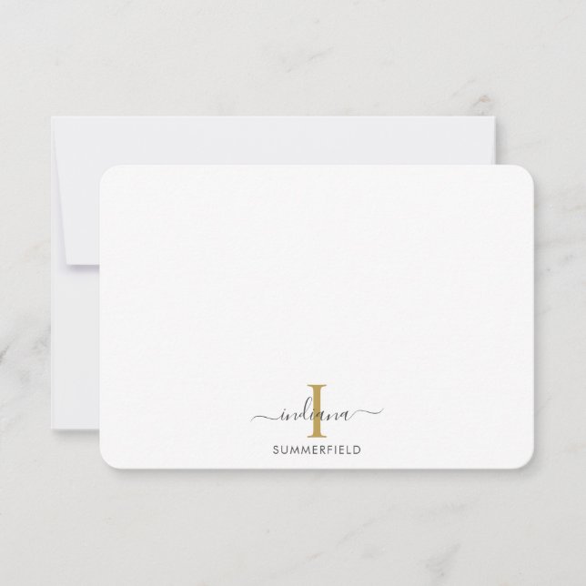 Modern Monogram Elegant Script Thank You Card (Front)