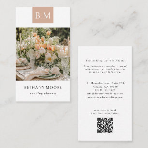 Modern Monogram Elegant Wedding Planner Photo Business Card