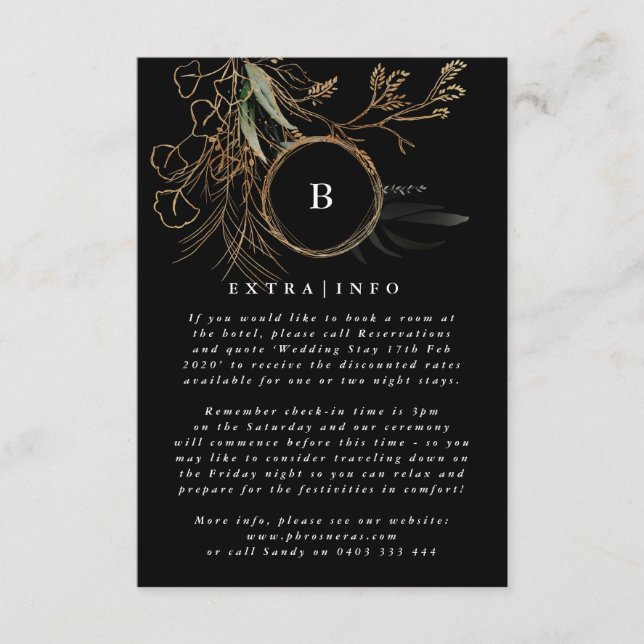MODERN Monogram Eucalyptus ONYX Details INFO Enclosure Card (Front)