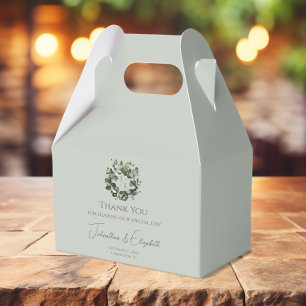 Modern Monogram Eucalyptus Wreath   Sage Green Favor Box