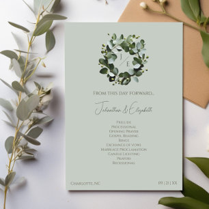 Modern Monogram Eucalyptus Wreath Wedding   Sage Program