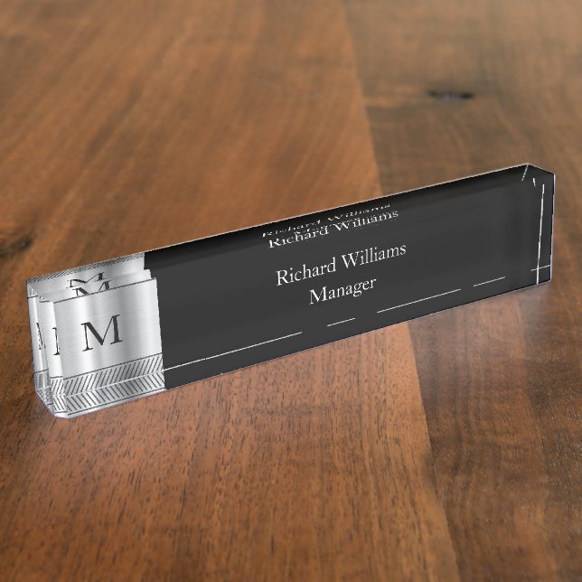 Modern Monogram Executive Nameplate (Side)