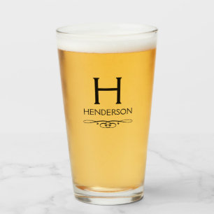 Modern Monogram Family Name Glass