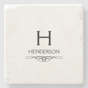 Modern Monogram Family Name Stone Coaster