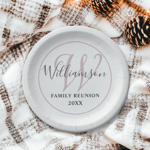 Modern Monogram Family Reunion   Paper Plate