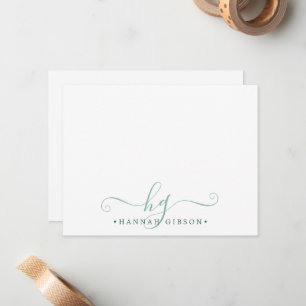 Modern Monogram Fancy Script Initials Green Card