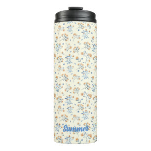 Modern Monogram Floral Pattern Thermal Tumbler