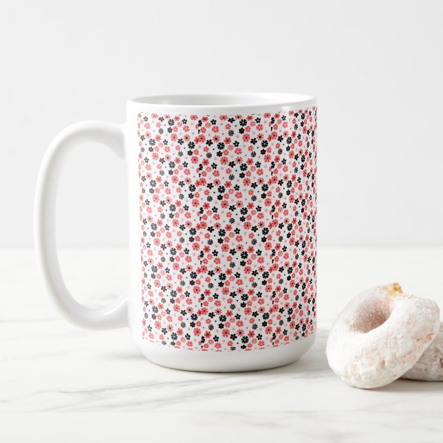 Modern Monogram Floral Wedding Coffee Mug (With Donut)