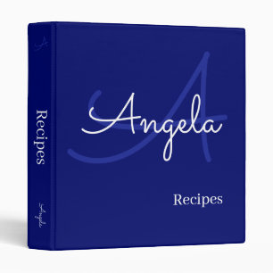 Modern Monogram for Chef Recipes Blue Binder
