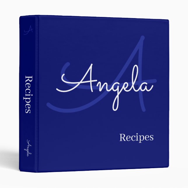 Modern Monogram for Chef Recipes Blue Binder (Front/Spine)