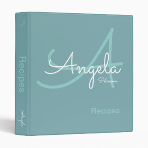 Modern Monogram for Chef Recipes dusty-blue Binder