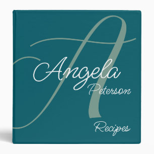 Modern Monogram for Chef Recipes Teal Binder