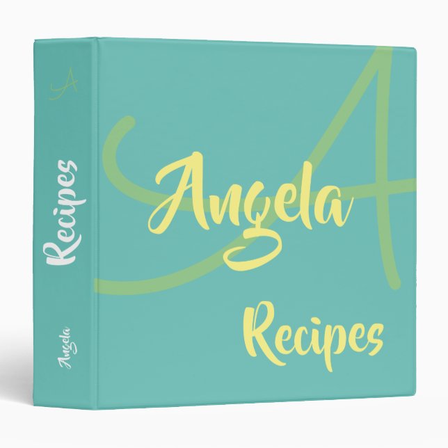 modern monogram for chef recipes . teal blue binder (Front/Spine)
