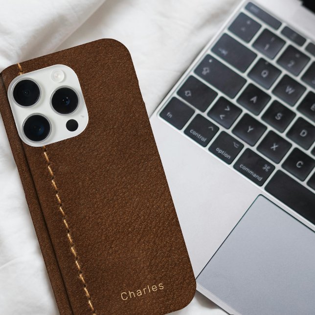 Modern Monogram For Him Faux Leather Case-Mate iPhone Case (Creator Uploaded)