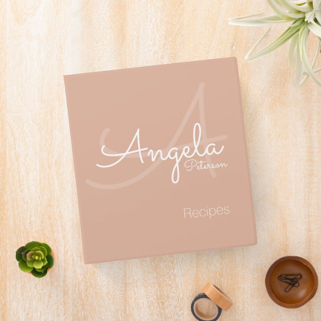 Modern Monogram for the Chef Recipes Dusty Rose Binder (In Situ)