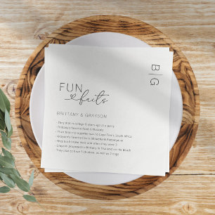 Modern Monogram Fun Facts Wedding Napkin