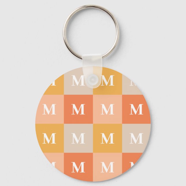 Modern monogram geometric colour block keychain (Front)