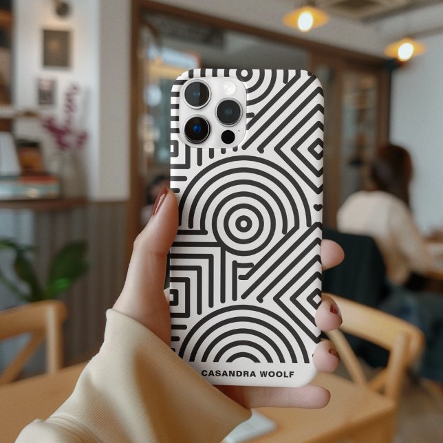 Modern Monogram Geometric Grey & White Pattern Case-Mate iPhone Case (Creator Uploaded)