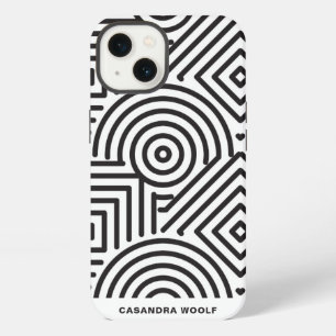 Modern Monogram Geometric Grey & White Pattern iPhone 13 Case