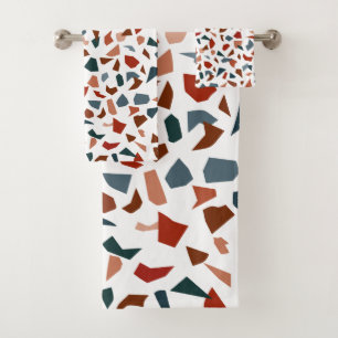 Modern Monogram Geometric Pattern Bath Towel Set