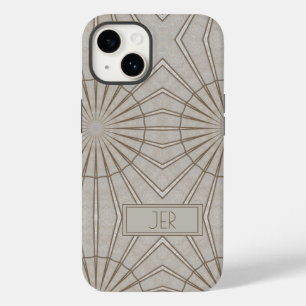 Modern Monogram Geometric Pattern Brown Case-Mate iPhone 14 Case