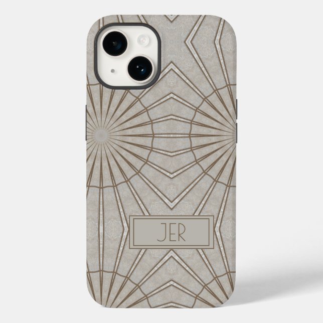Modern Monogram Geometric Pattern Brown Case-Mate iPhone Case (Back)