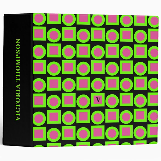 Modern Monogram Geometric Trendy Binder (Front/Spine)