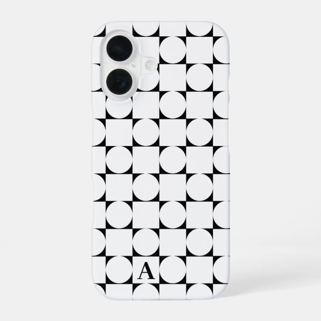 Modern Monogram Geometric Trendy iPhone 16 Case (Back)