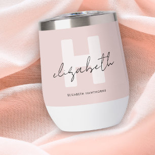 Modern Monogram Girly Script Blush Pink Bridesmaid