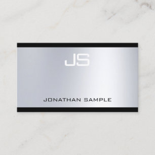 Modern Monogram Glamour Silver Look Fashionable Business Card