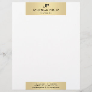 Modern Monogram Glamourous Plain Faux Gold Elegant Letterhead