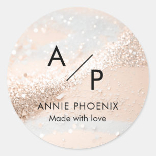 Modern Monogram Glitter Classic Round Sticker