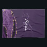 modern monogram gold and purple agate kitchen towel<br><div class="desc">elegant monogram with gold and purple agate. The text features can be customized. You can add your own name.</div>