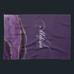 modern monogram gold and purple agate kitchen towel<br><div class="desc">elegant monogram with gold and purple agate. The text features can be customized. You can add your own name.</div>
