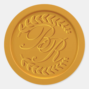 Modern Monogram Gold Wax Envelope Seal Wedding