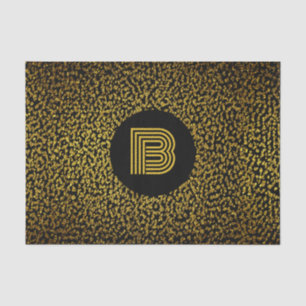 Modern monogram golden dots black tissue paper