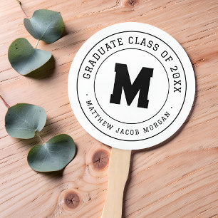 Modern Monogram Graduate Class of 20XX Custom Hand Fan