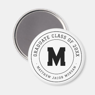 Modern Monogram Graduate Class of 20XX Custom Magnet