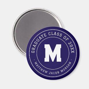 Modern Monogram Graduate Class of 20XX Custom Magnet