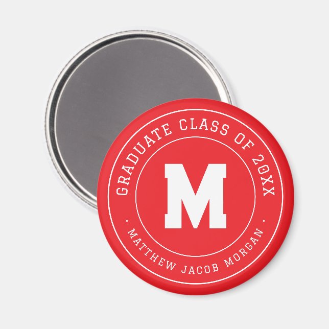 Modern Monogram Graduate Class of 20XX Custom Magnet (Front/Back)