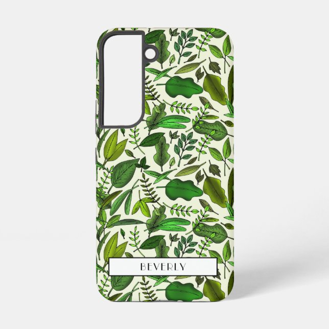 Modern Monogram Green Botanical Samsung Galaxy S22 Case (Back)